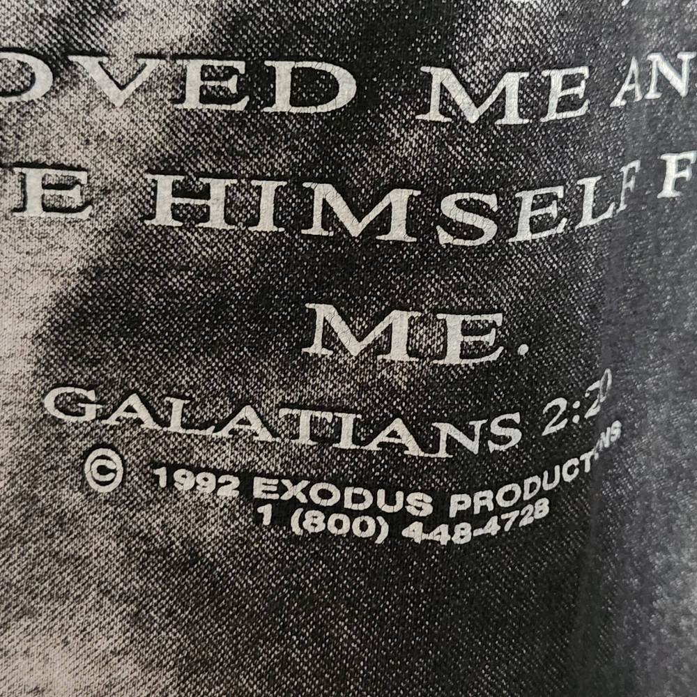VINTAGE CROSS T Shirt Mens XL Black White Single Stitch 1992 Grunge Christian - Picture 9 of 12